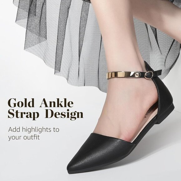 🆕Women Black Pu Faux Leather Rhinestone Pointed Toe Dressy Flat Bow Ballet Shoe - Picture 2 of 7